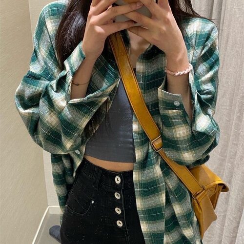 格子衬衫女春夏秋新款韩