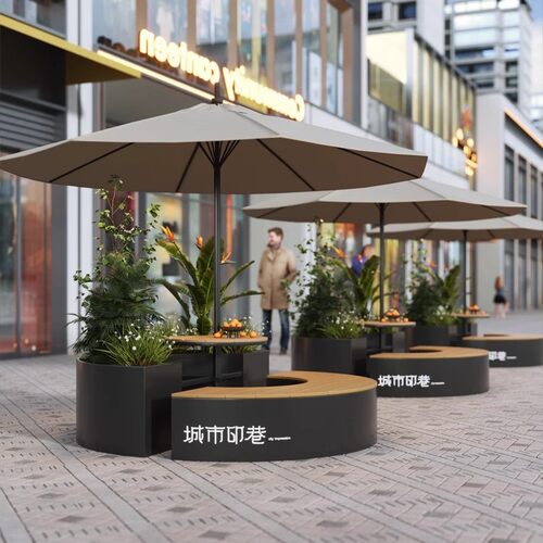 户外坐凳花箱组合庭院露台花池休闲座椅组合市政商业广场围栏花槽