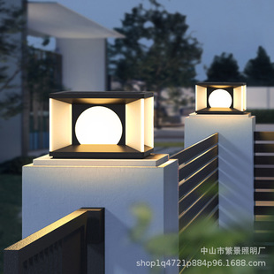 柱头灯户外防水庭院灯别墅花园灯围墙灯草坪灯方形太阳能柱子灯