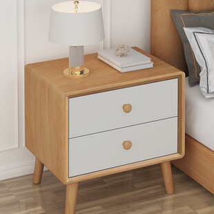 纯实木床头柜小型卧室原木现代简约迷你极窄边柜30公分宽网红创意
