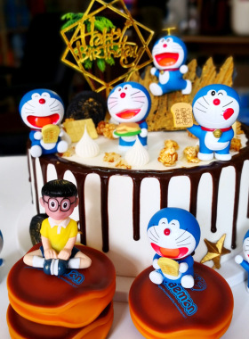 哆啦A梦叮当猫蓝胖子扭蛋公仔摆件车饰蛋糕装饰搪胶单款7CM