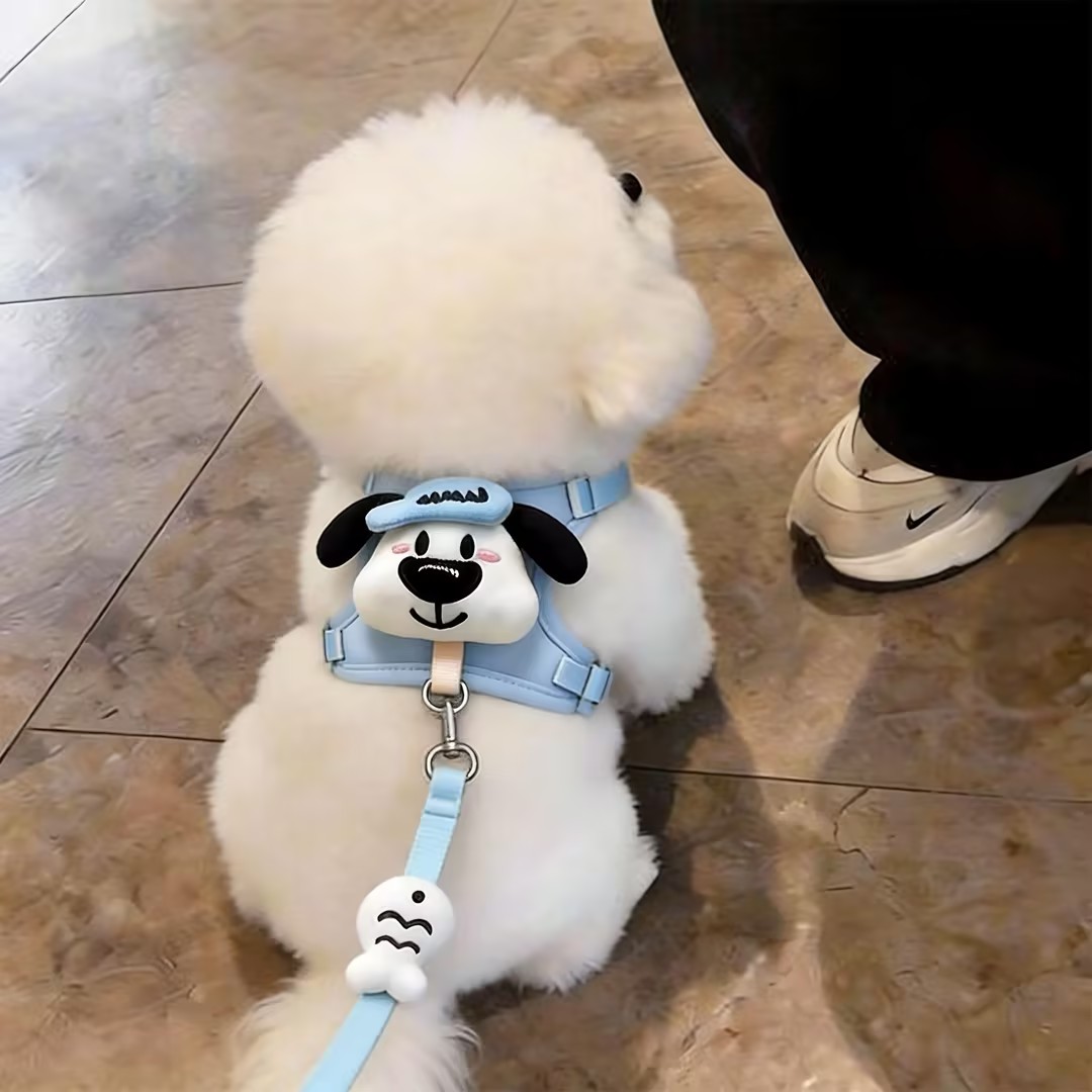 狗狗牵引绳胸背带可爱玩偶泰迪比熊小型幼犬外出专用可调节遛狗绳图片
