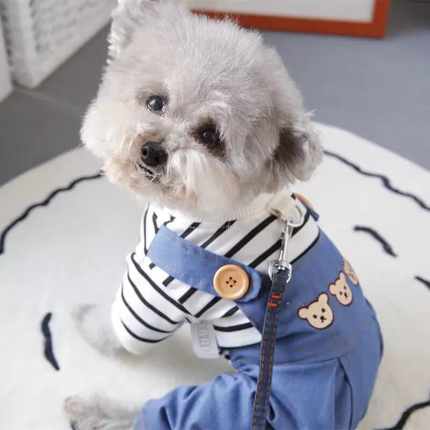 狗狗衣服可挂牵引绳泰迪比熊小型幼犬春夏天四脚衣宠物猫咪背带裤