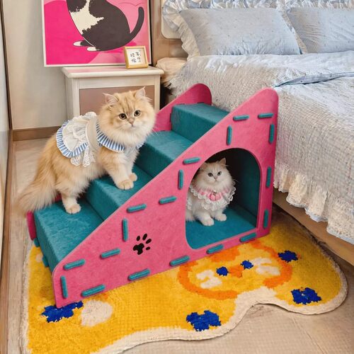 宠物楼梯猫咪斜坡爬梯上床沙发边台阶辅助梯防滑猫爬架磨爪三合一