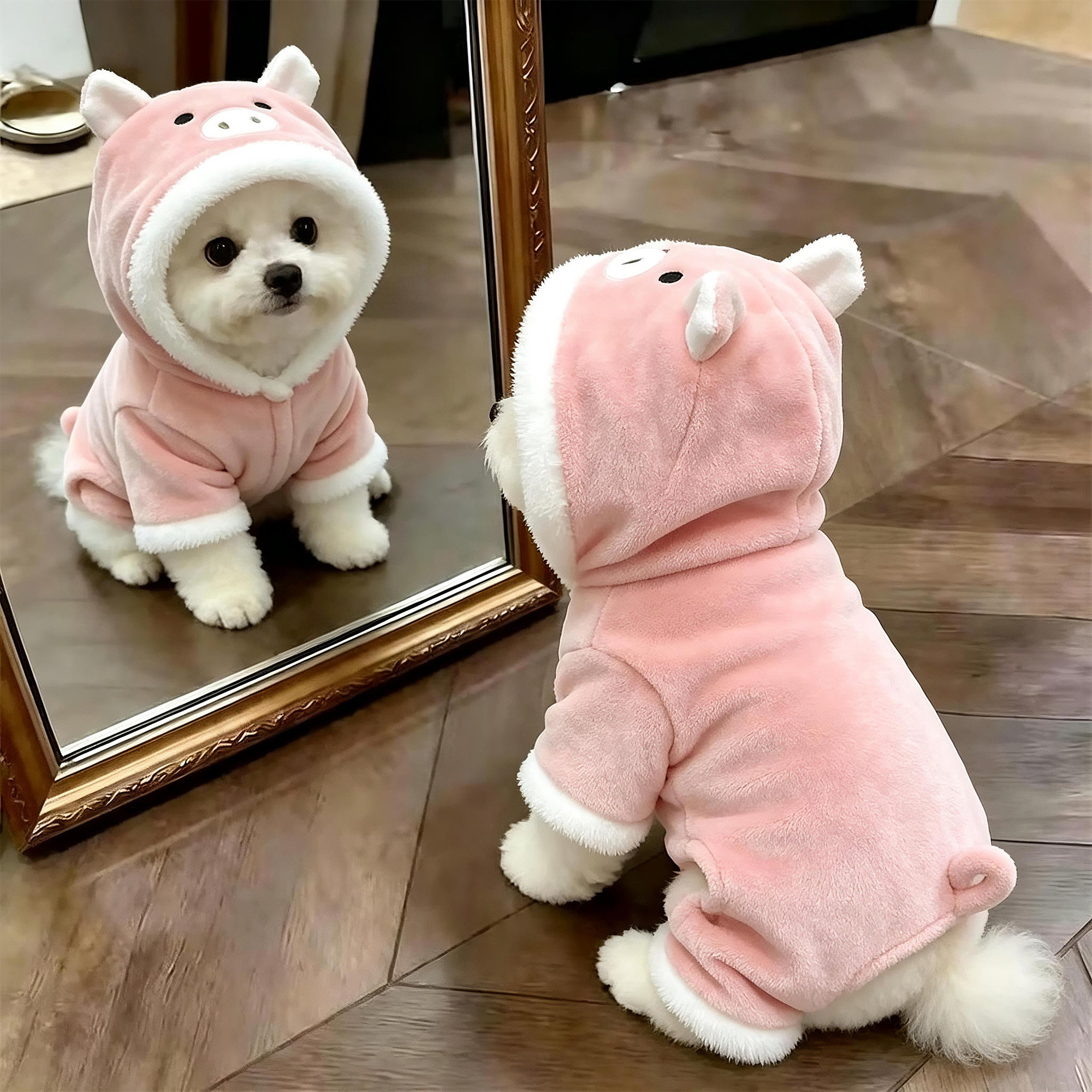 狗狗衣服秋冬款小猪变身装泰迪比熊博美小型犬猫咪保暖宠物四脚衣