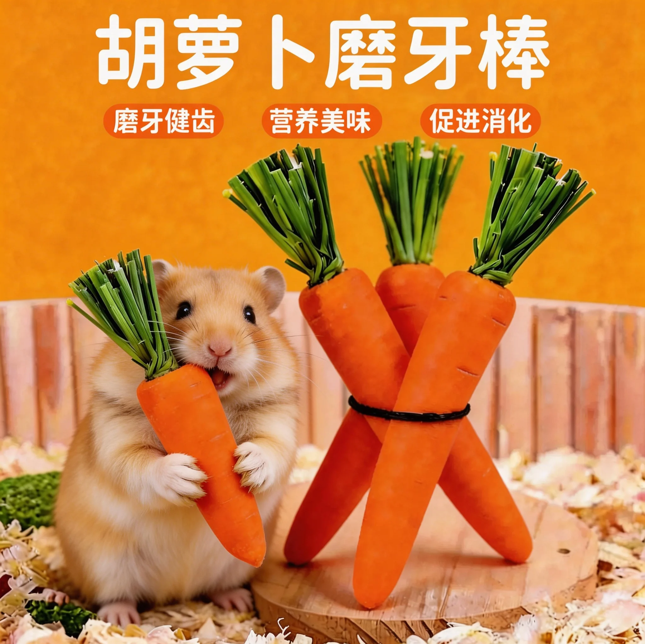 仓鼠磨牙棒零食胡萝卜兔子龙猫金丝熊荷兰猪提摩西草磨牙神器造景