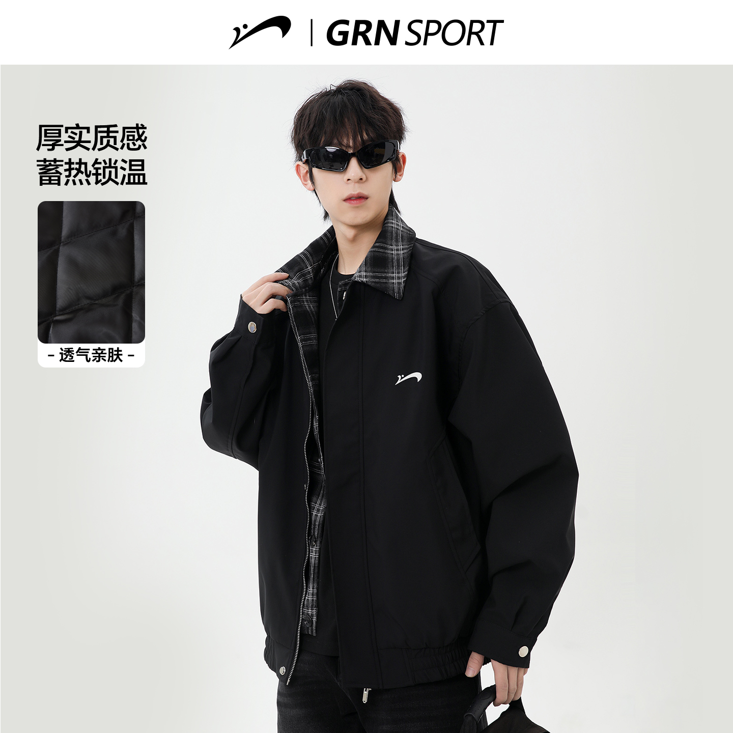 贵人鸟男冬季加厚复古假两件棉服