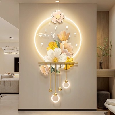 奶油风入户花朵玄关装饰画