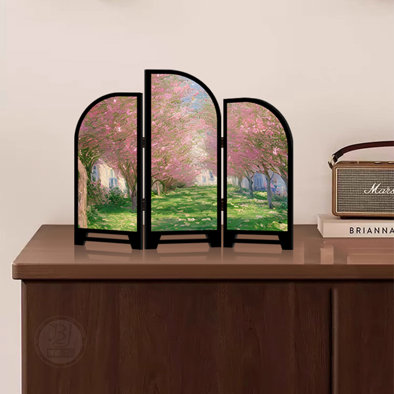 现代简约风景创意桌面小屏风摆件入户玄关边柜电视柜摆画酒店装饰图片