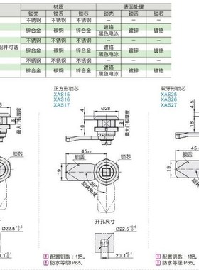 XAS05/06/07/15/16/17/25/26/27圆柱锁不锈钢锌合金替代怡合达