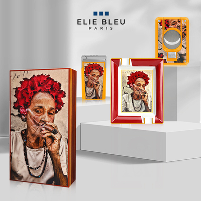 ELIE BLEU艾娃系列限量版保湿盒打火机烟灰缸雪茄剪件套礼盒套装