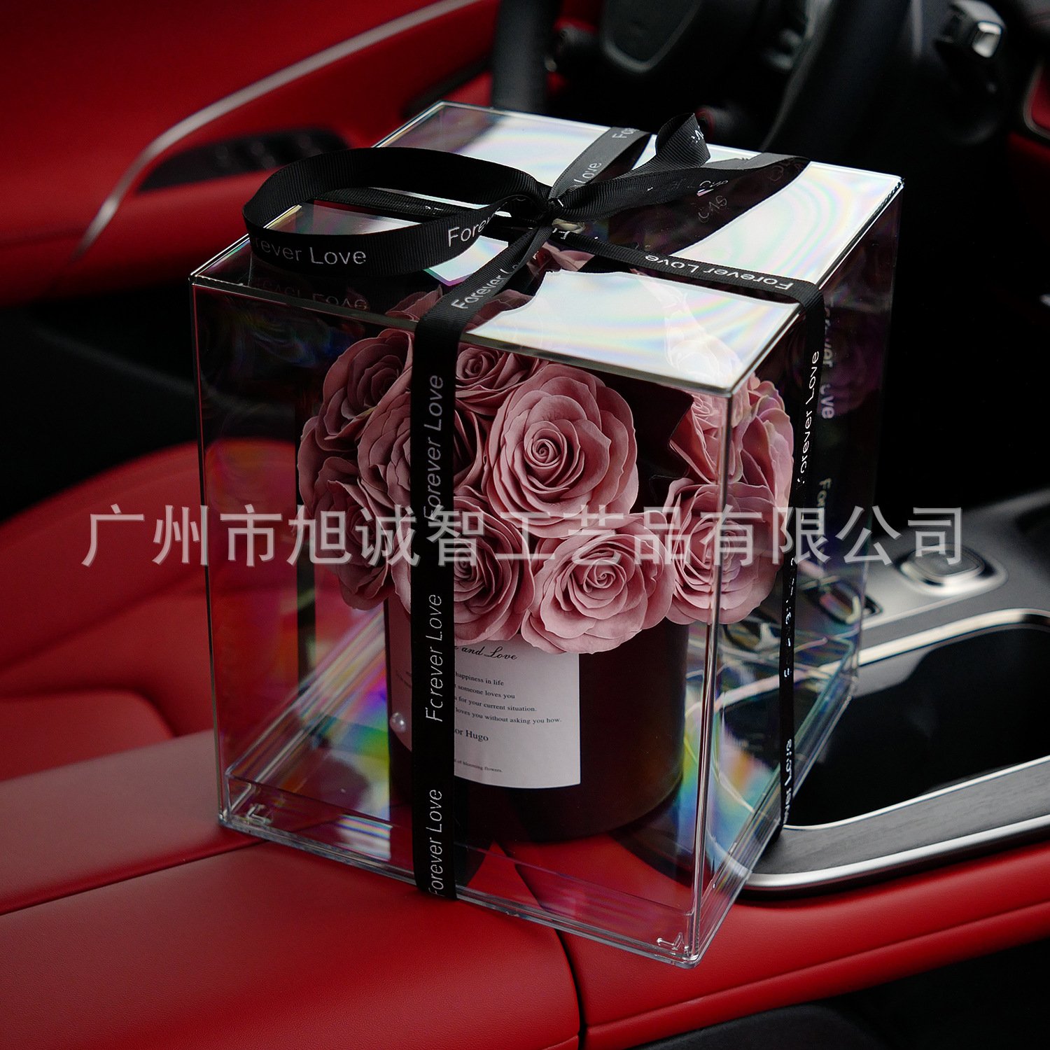 情人节亚克力永生花玫瑰抱抱桶香皂花花束花盒礼盒diy生日礼物图片