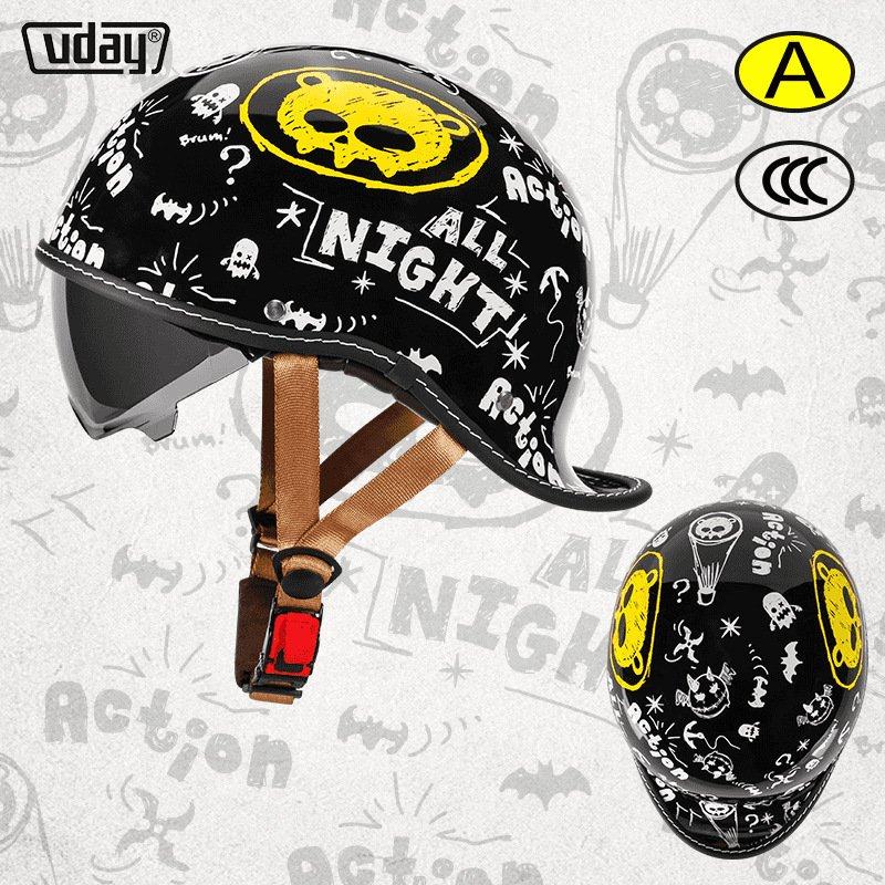 夏季电动车头盔复古摩托车翘尾半盔男女瓢盔个性四季机车安全帽盔,摩托车/装备/配件,头盔饰配,淘宝优惠券,粉丝福利购,淘宝优惠卷