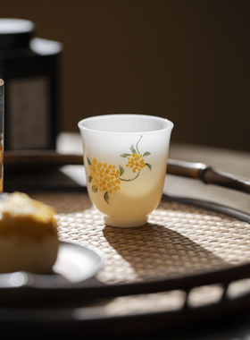 民族风格纯手绘德化白瓷冰籽玉瓷茶杯羊脂玉白瓷大师杯陶瓷茶具茶