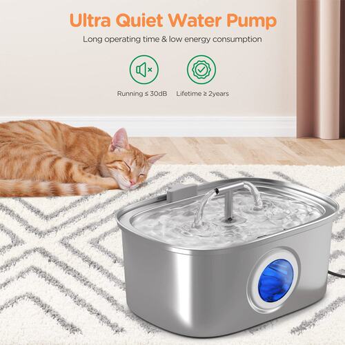 工厂直销猫咪不锈钢饮水机USB智能宠物喂水器自动过滤循环活水