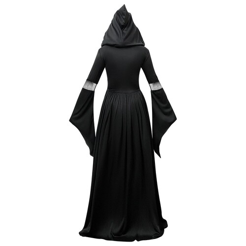 2025年新款万圣节女巫连衣裙连帽骷髅巫婆法师cosplay舞台表演服