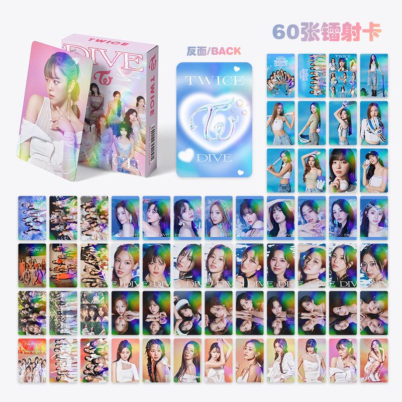 新款现货60张镭射卡TWICE新专辑周边小卡介质膜明星双面LOMO卡片