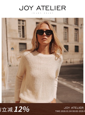 [博主同款] JOY9555白蝶100%真丝套头毛衣简约高质感穿搭针织衫女