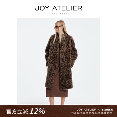 H型桃心领丛林绿中长款皮草外套