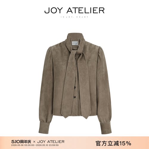山羊皮小A摆飘带衬衫型皮革外套