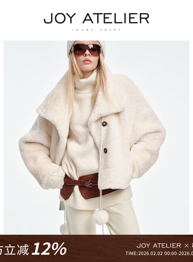 JOY5159 蒙特利尔 南非苏瑟兰立翻领落肩宽松双色羊皮毛一体外套
