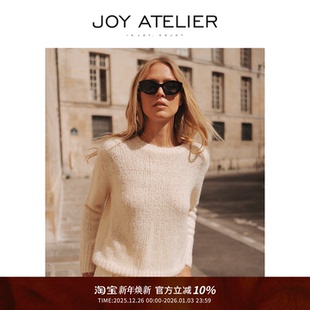 女 JOY9555白蝶100%真丝套头毛衣简约高质感穿搭针织衫 博主同款