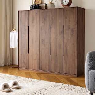 北美黑胡桃木衣柜家用卧室现代简约全实木平对开门衣柜纯原木衣橱
