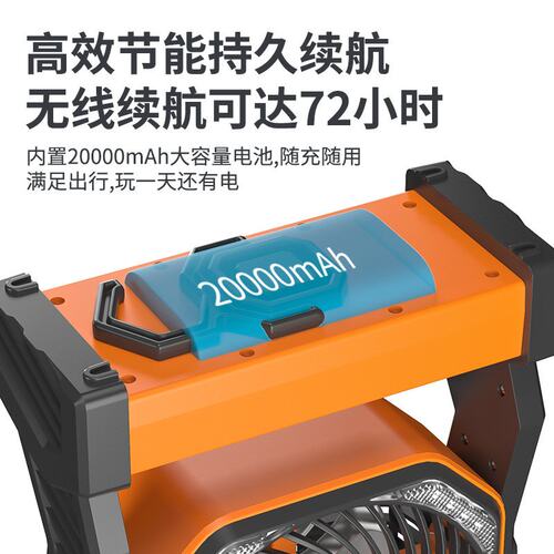 2024新款露营可充电超长续航运动户外风扇灯可立可挂遥控露营风扇