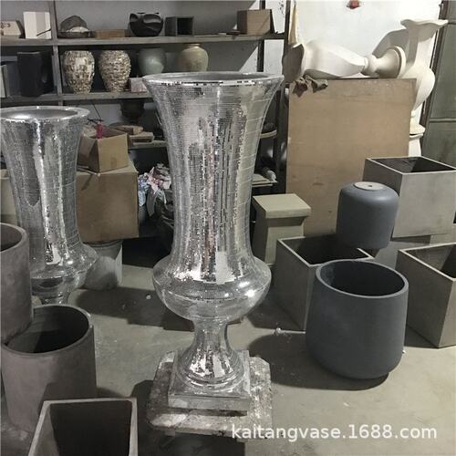现代玻璃钢落地插花瓶 酒店会所婚庆大厅 商场绿植插花艺 摆件