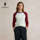 长袖 T恤2025秋季 新品 POLOWALK女式 圆领撞色打底衫 简约休闲上衣女