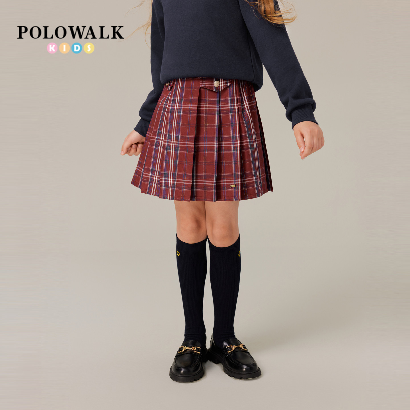 POLOWALK女童格子半裙
