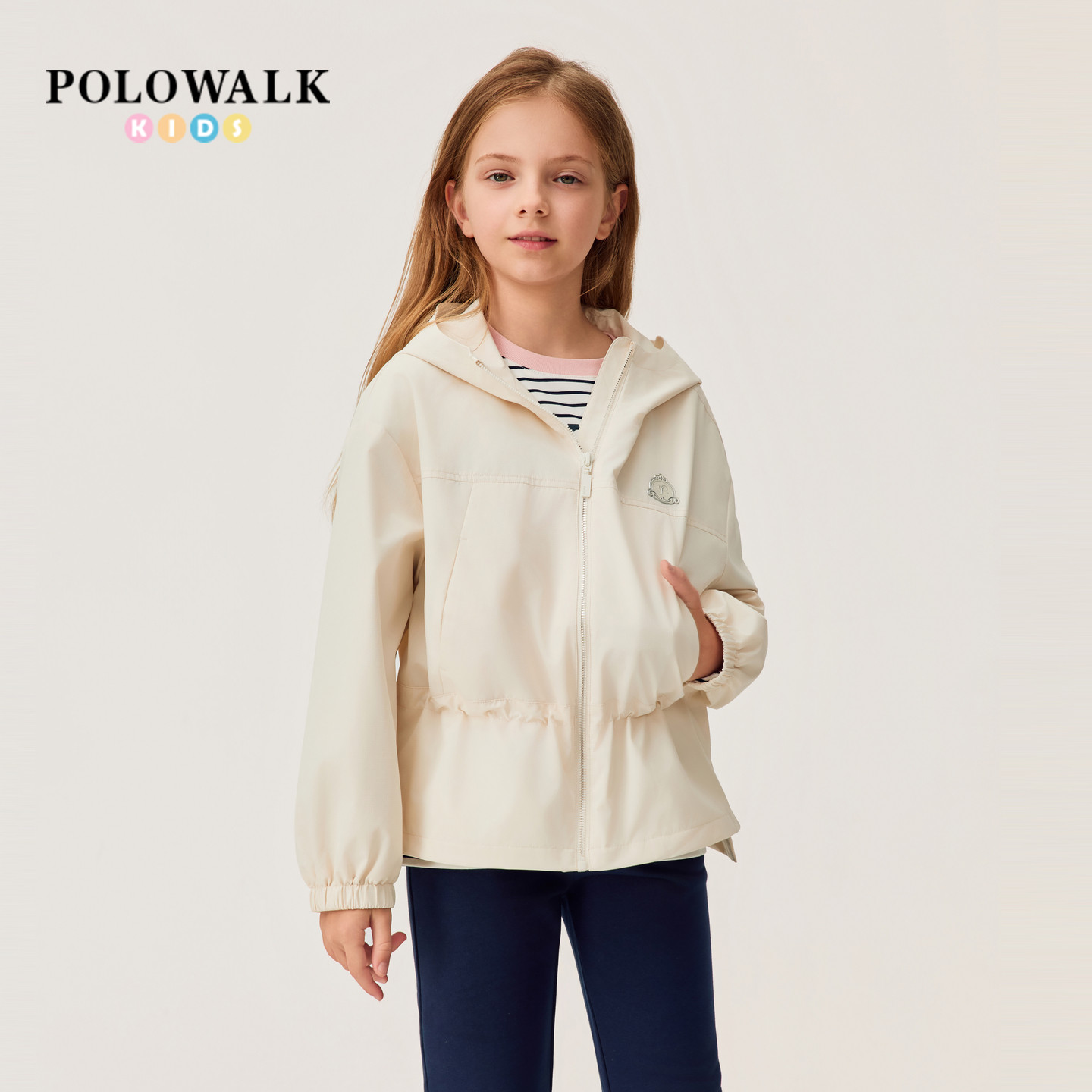POLOWALK童装女童外套2026新品女童外套纯色收腰设计纯色短款外套,童装/婴儿装/亲子装,普通外套,淘宝优惠券,粉丝福利购,淘宝优惠卷