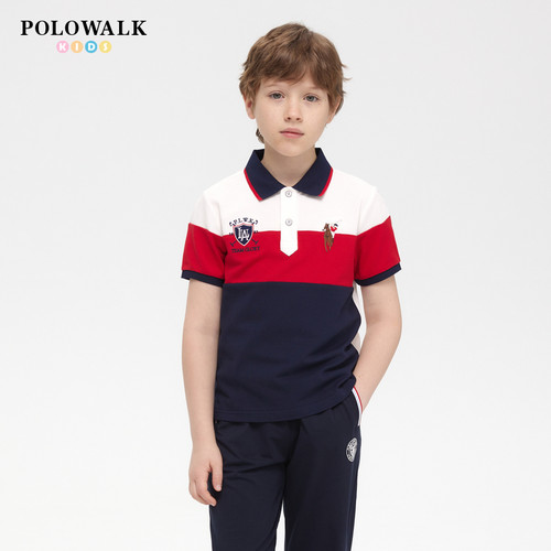 POLOWALK夏季男童短袖T恤翻领
