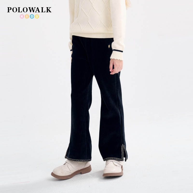 POLOWALK童装女童休闲裤儿童秋冬中大童长裤甜美喇叭裤子