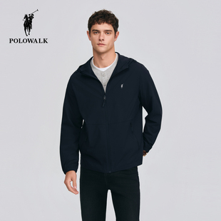 POLOWALK男装2026夏季新品男式连帽防晒外套深色通勤百搭上衣男款