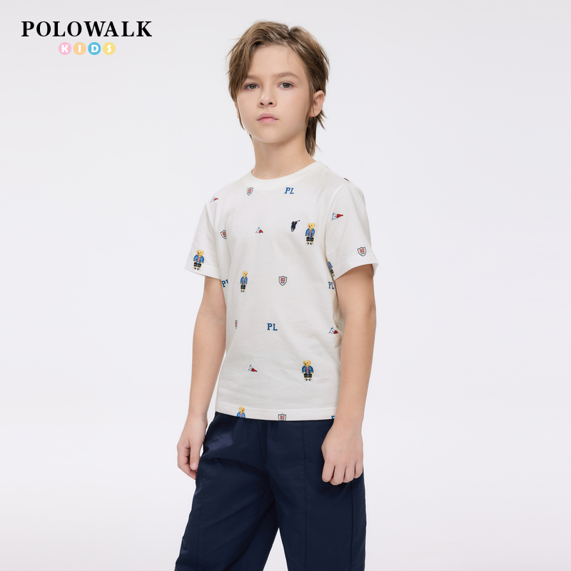 POLOWALK夏季男童短袖T恤圆领