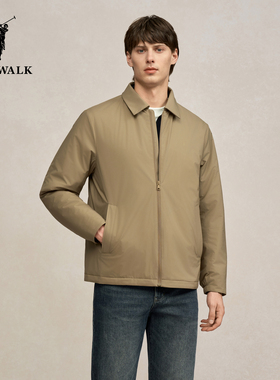 POLOWALK男式茄克2025冬季新品简约直筒百搭上衣翻领行政外套男装