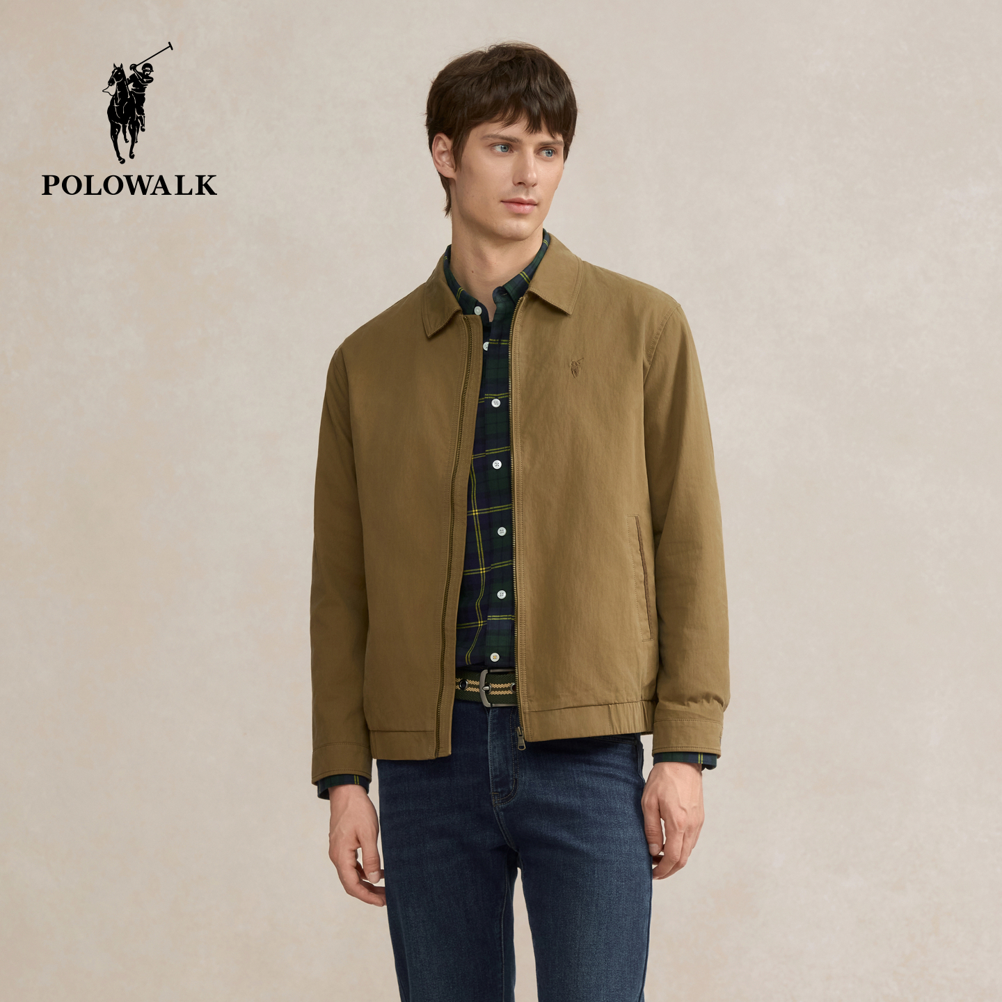 POLOWALK男式夹克外套2025秋季新品商务绅士休闲男装翻领复古外套