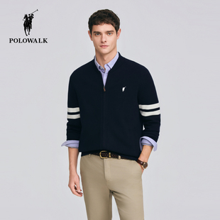 【含羊毛】POLOWALK男式针织衫2026春季新品棒球领拉链针织开衫