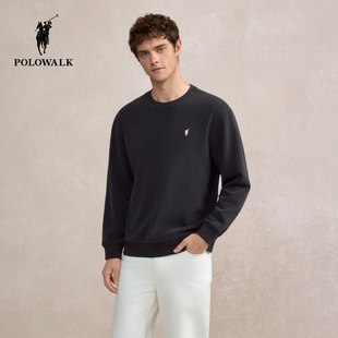 上衣男式 POLOWALK男装 简系圆领套头休闲长袖 新品 卫衣2025秋季