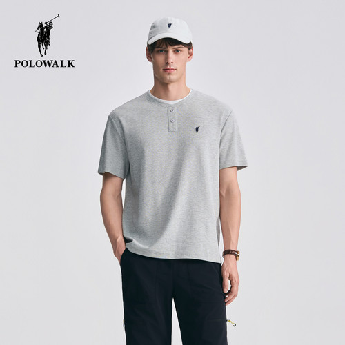 POLOWALK男式短袖圆V领T恤