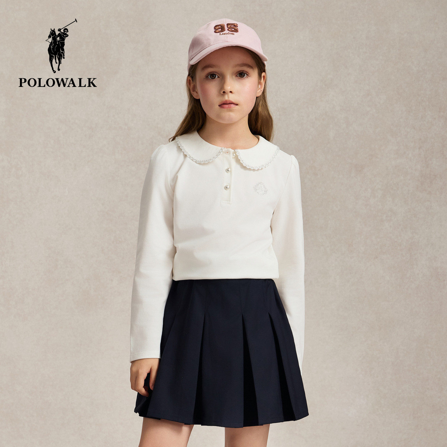 POLOWALK女童净色长袖T恤