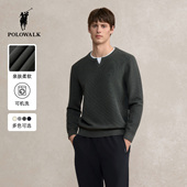 纯色简约圆领上衣男款 POLOWALK男式 新品 撞色打底衫 针织衫 2025秋季