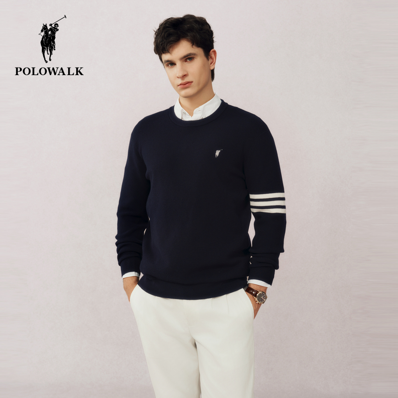 POLOWALK春季男式针织衫圆领