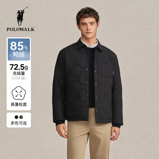 简约百搭90鸭绒翻领保暖羽绒外套 新品 POLOWALK男式 羽绒服2025冬季