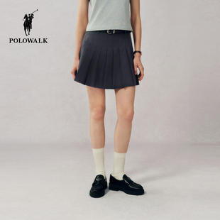 百搭通勤学院风百褶显瘦女装 时尚 短裙 新品 POLOWALK女士半裙春夏款