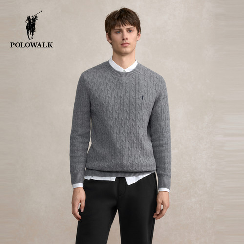 POLOWALK男式圆领羊毛衫