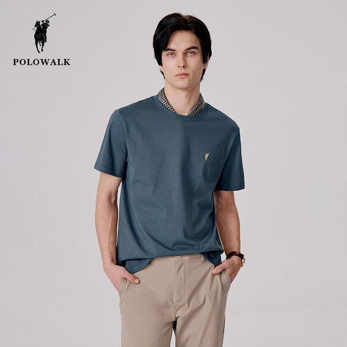 POLOWALK纯色t恤经典圆领男百搭