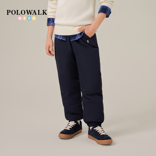 POLOWALK童装男童羽绒裤2025秋冬新品松紧腰保暖鸭绒直筒束脚裤子
