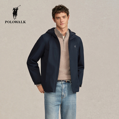 【三防】POLOWALK男式夹克2025秋季新品百搭通勤连帽加绒保暖外套